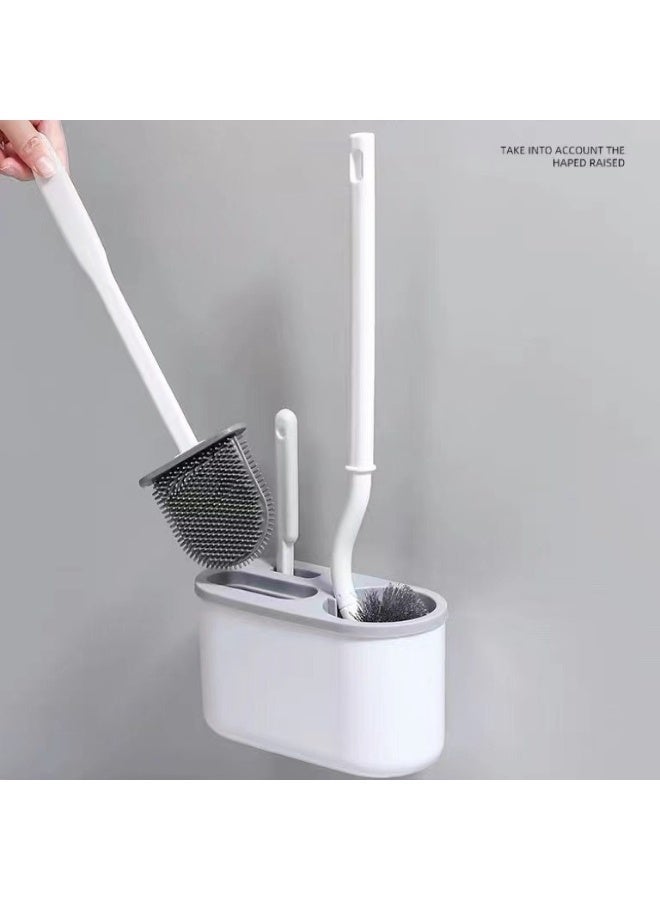 3-in-1 Wall Mounted Toilet Brush Set with Squeegee & Holder - Deep Cleaning Bathroom Accessories, Compact Space Saving & Rust-Free - Image 3