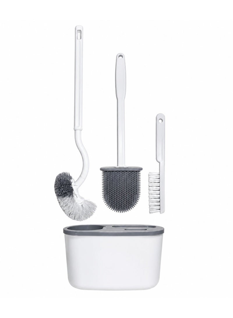 Toilet Brush,3-in-1 Toilet Brush Set with Holder, Modern Wall Mounted or Freestanding Toilet Brush, Easy to Clean, Durable & Space Saving Design, 360° Deep Cleaning Brush for Bathroom - Image 1