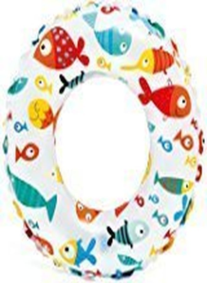 DRAUSS 24 Inch Fish Print Inflatable Swim Ring Blow up Floating Raft Tube for Swimming Pool Beach for Age 6 to 10 Years- Multicolor - Image 2