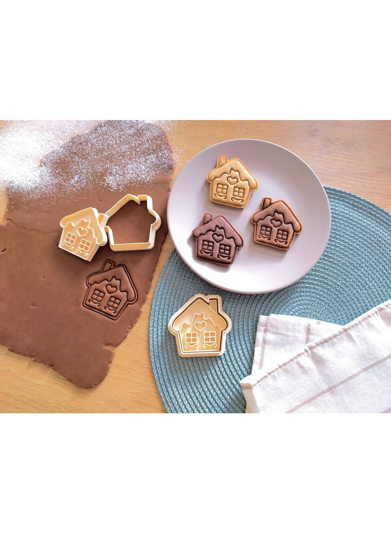 EROTNGO Gingerbread House Cookie Cutter Set for Making Shortbread Cookies Pastry Sugar Paste Fondant Icing for Homemade Cake Decoration Christmas Baking Kit Holiday Cookie House Theme - Image 3