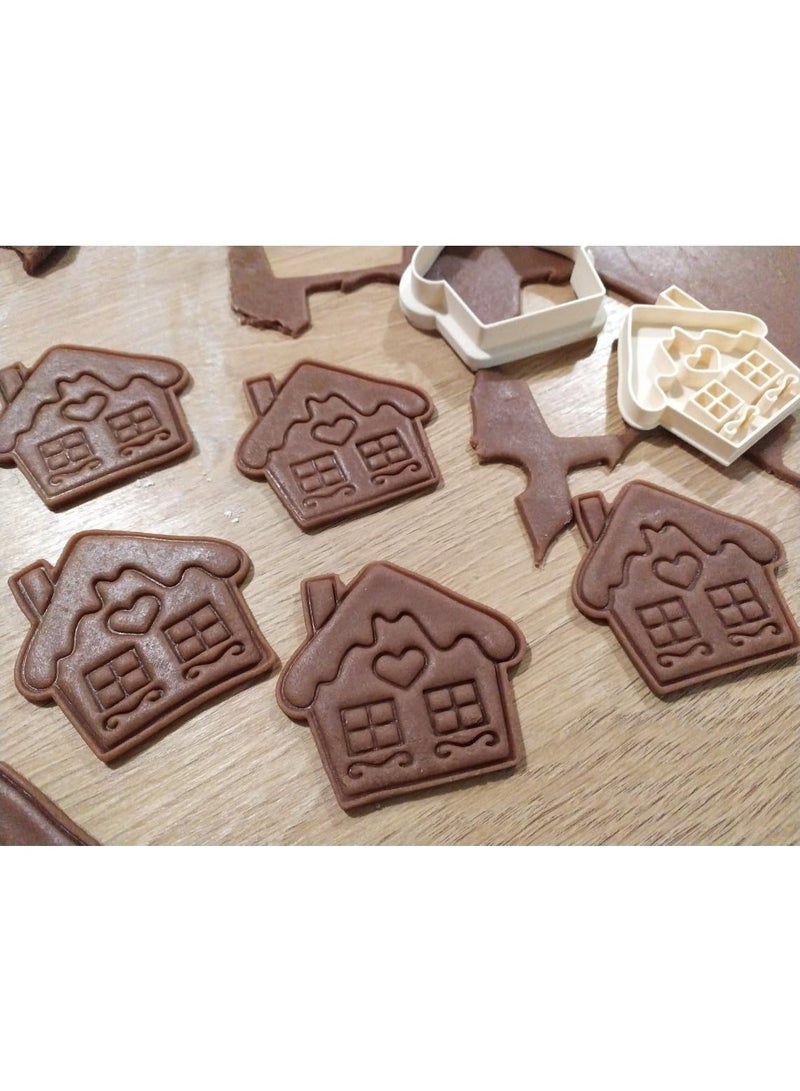 EROTNGO Gingerbread House Cookie Cutter Set for Making Shortbread Cookies Pastry Sugar Paste Fondant Icing for Homemade Cake Decoration Christmas Baking Kit Holiday Cookie House Theme - Image 4