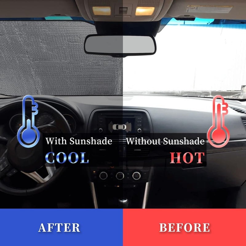 Windshield Sun Shade Car Sun Shade Windshield Foldable Car Front Window Sunshades Peacock in Forest SUV Windshield Cover Sun Visor Mat Keeps Your Vehicle Cool for Most Car Small - Image 4