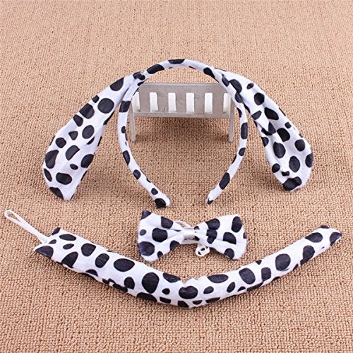 kinzd Kids Dalmatian Puppy Dog Headband Ears Tail Halloween Dress Up Costume - Image 3
