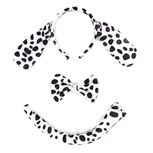 kinzd Kids Dalmatian Puppy Dog Headband Ears Tail Halloween Dress Up Costume - Image 1