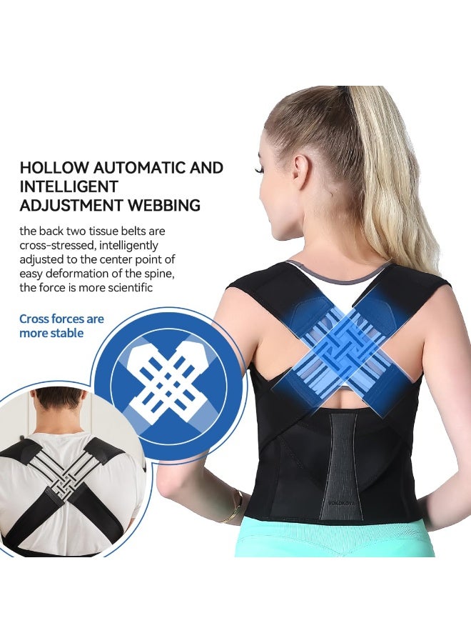Posture Corrector for Women and Men,Adjustable Shoulder Straightener,Back Support Brace,Upper Spine scoliosis, hunchback Black Large - Image 4