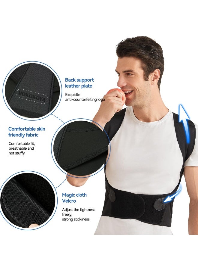 Posture Corrector for Women and Men,Adjustable Shoulder Straightener,Back Support Brace,Upper Spine scoliosis, hunchback Black Large - Image 5