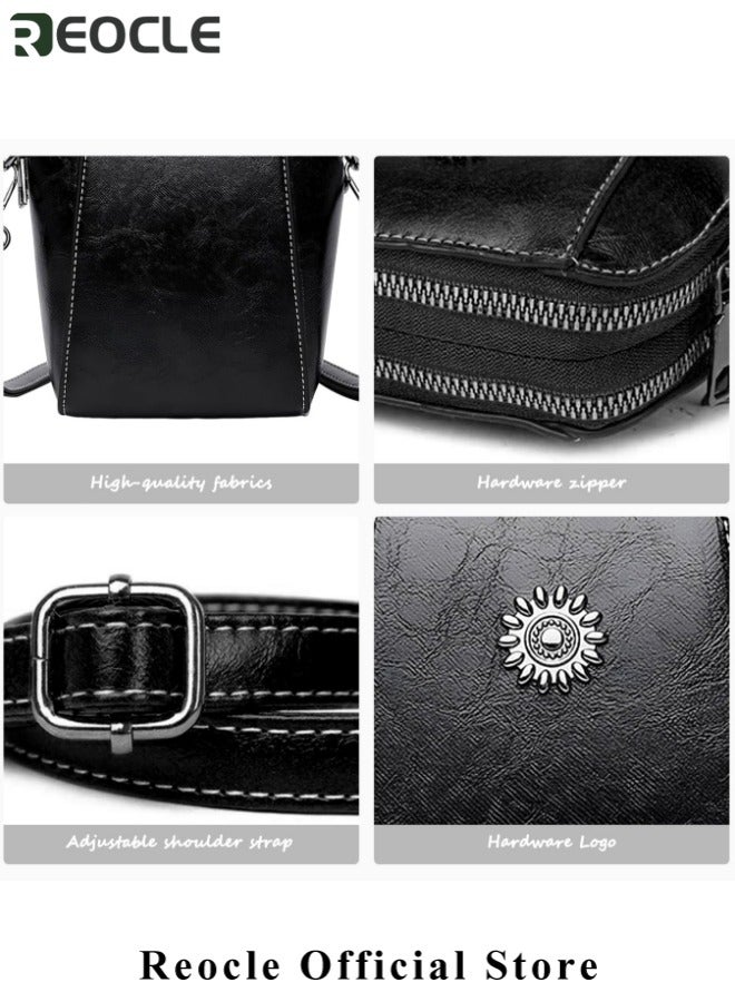 REOCLE Women's Mini Cell Phone Purse Leather Small Crossbody Bags Lightweight Cute Purses Retro All-Match Vertical Cellphone Bag - Image 5