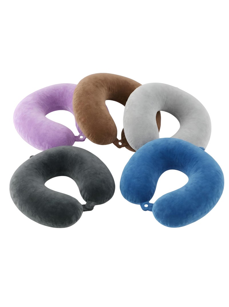 EZABILLA Travel Neck Pillow, U-Shaped Neck Pillow with Comfortable Head Support, Soft Plush Pillow with Front Button Closure, Perfect for Airplane and Car Trip for Adults and Kids.