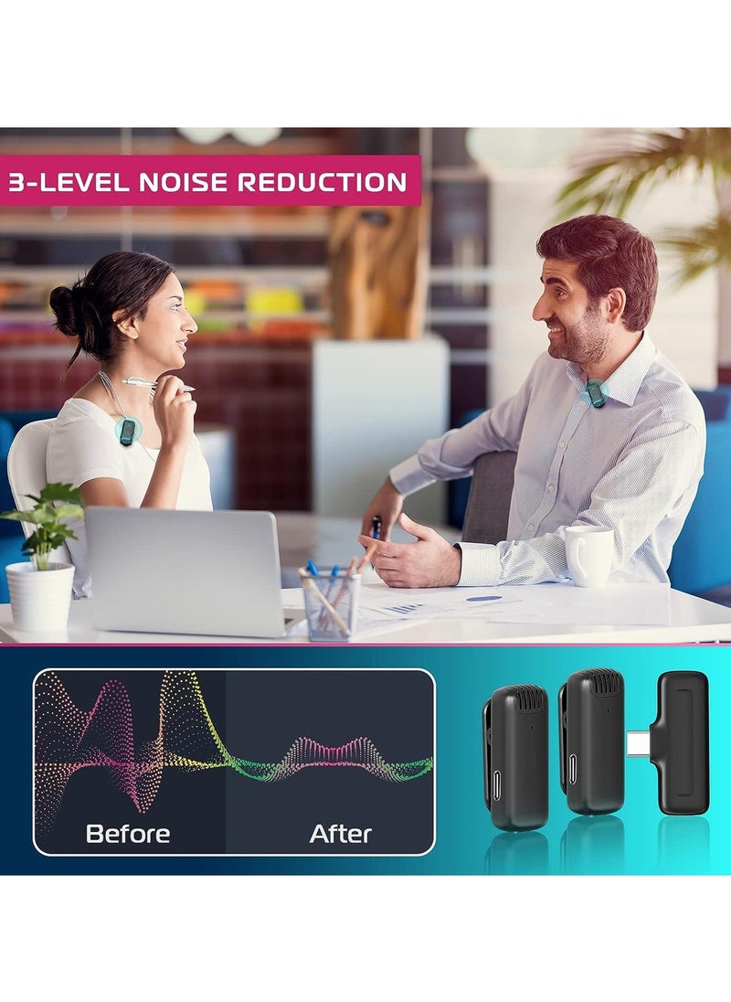 Mi techo - Mi Techo Wireless Lavalier Microphone for USB C Phone 2 in 1 Plug and Play Mic with Charging Case include lightening connector - Image 1