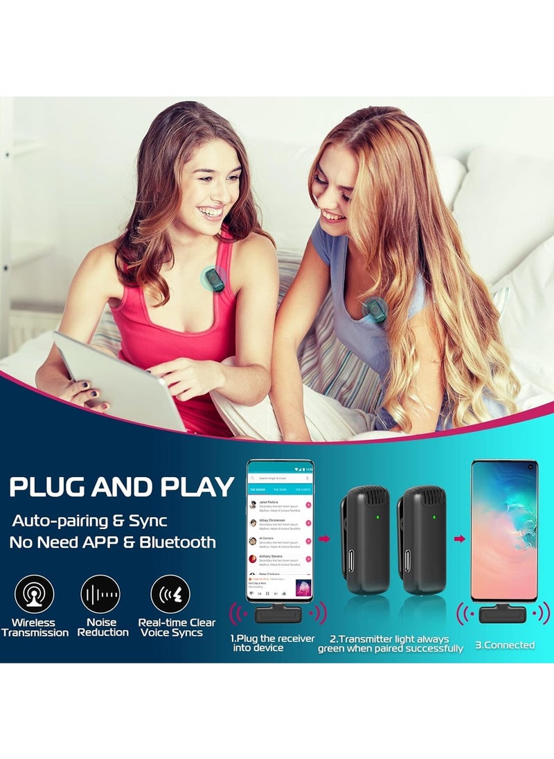 Mi techo - Mi Techo Wireless Lavalier Microphone for USB C Phone 2 in 1 Plug and Play Mic with Charging Case include lightening connector - Image 1