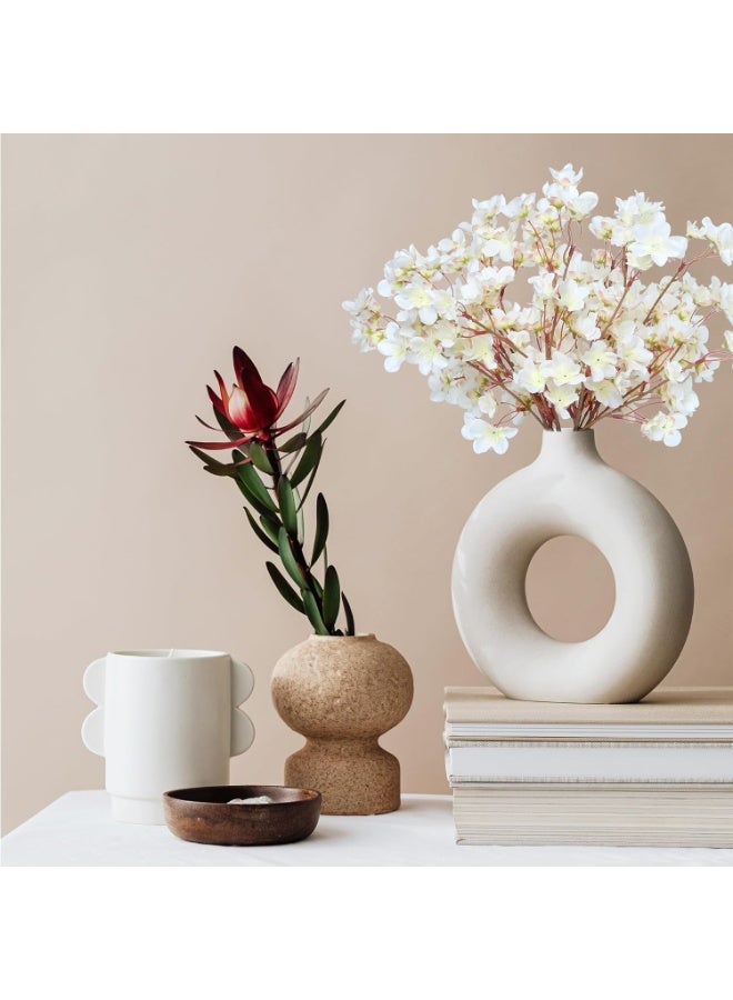 Y&D 4 Pcs Artificial Cherry Blossom Flowers Faux Branches White Silk Peach Bulk Flowers Stems for Outdoor Indoor Wedding Table Decor-40CM (White) - Image 2