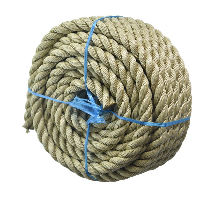 34 inch 1 inch Diameter Twisted Manila Rope Twisted 3 Strand Polypropylene Rope for Indoor Outdoor Use for Landscaping Tug of War Projects and Tie Downs
