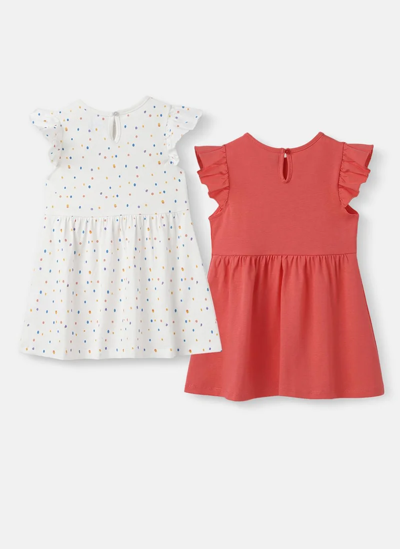 Nautinati Nautinati Girls’ Printed Cotton Dress|Pack of 2| Age 3 - 24 Months