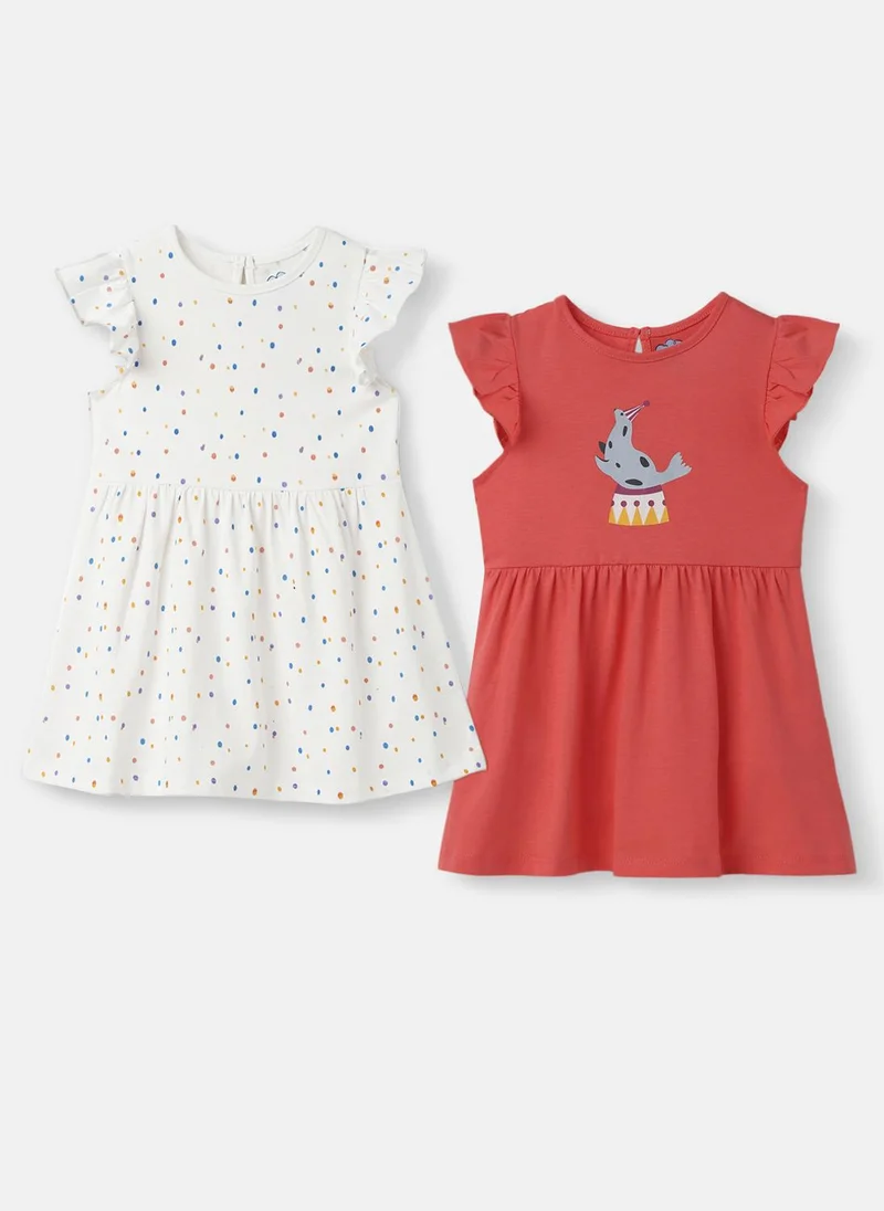 Nautinati Nautinati Girls’ Printed Cotton Dress|Pack of 2| Age 3 - 24 Months