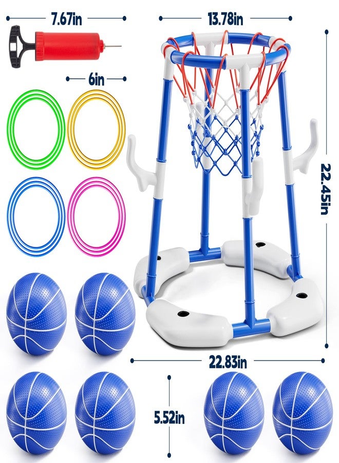 Zsinb Pool Basketball Hoop for Kids Ages 4-8 & 8-12 - Floating Game Set with Water-Fillable Base, 6 Balls & Pump, Pool Games Backyard Swimming Pool Toys for Outdoor Summer Family Fun (Blue) - Image 3