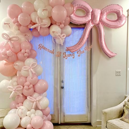 YTHETM 2 Pcs Pink Bow Balloons Bow Party Decorations for Girl Women Pink Bow Birthday Decorations Giant Foil Balloon for Baby Shower Bridal Engagement Wedding Decor Bachelorette Party Supplies - Image 4
