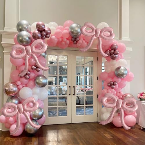 YTHETM 2 Pcs Pink Bow Balloons Bow Party Decorations for Girl Women Pink Bow Birthday Decorations Giant Foil Balloon for Baby Shower Bridal Engagement Wedding Decor Bachelorette Party Supplies - Image 5
