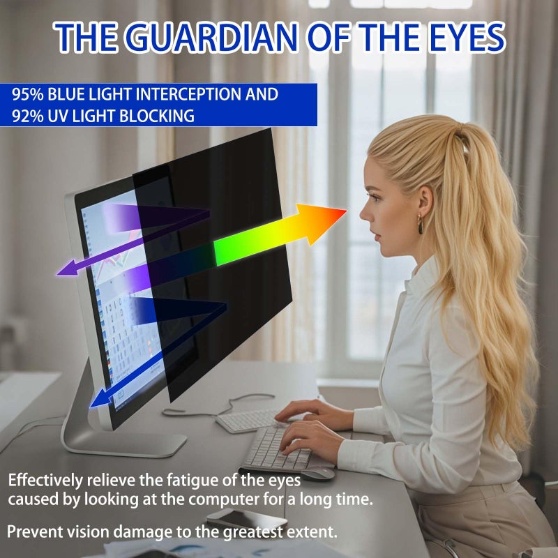 Ceydebne 27 Inch Privacy Screen for Monitor with 16:9 Widescreen Monitor Blue Light Screen Protector - Anti-Glare - Anti-Scratch Protector Film for Data Confidentiality Privacy Shield [2 Pack] - Image 3