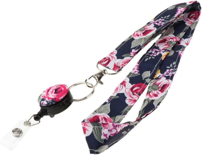 klarako Fashion Fabric Lanyard for ID Card Badge with Reel Retractable Clip - Printed Lanyard for Keys, Cell Phone Holder for Women & Girls - 5 - Image 1
