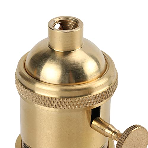 Superdream Brass Screw Thread DIY Light Socket Vintage Copper Edison Retro Pendant Lamp Holder for E26 E27 Light Bulbs, with Golden Key Switch Multi-Function Socket (1 Pack) - Image 3