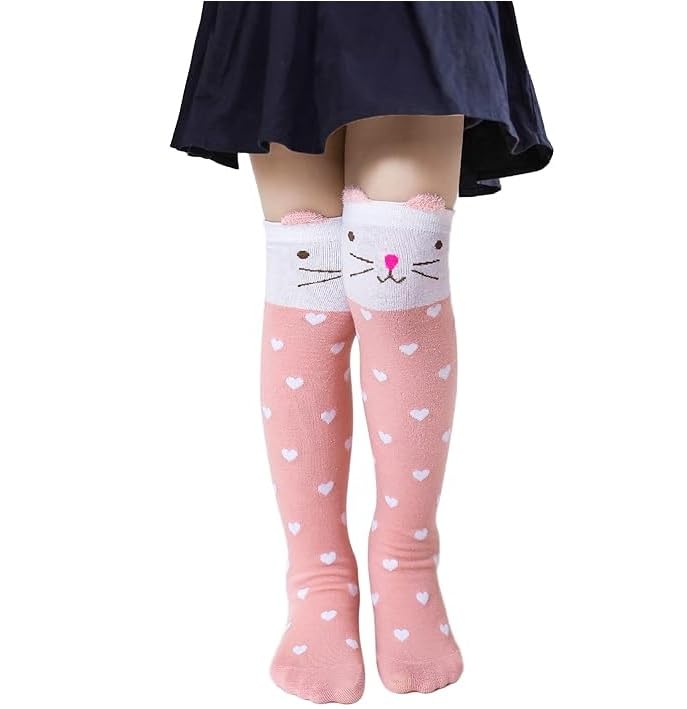 Galox جوارب جالوكسي للفتيات بطول الركبة هدايا ممتعة مجنونة بنقوش حيوانات لطيفة جوارب قطنية طويلة للأعمار من 5 إلى 12 سنة عبوة من 1 - Image 1
