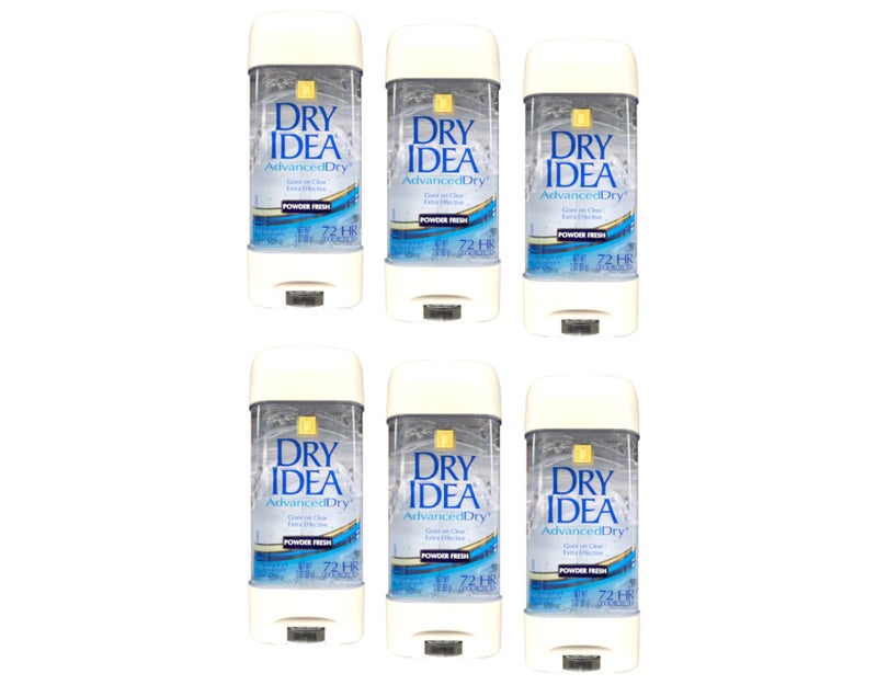 Dry Idea Advanced - Clear Gel Anti-Perspirant & Deodorant, Powder Fresh, 3-Ounce Tube (Pack of 6) - Image 1