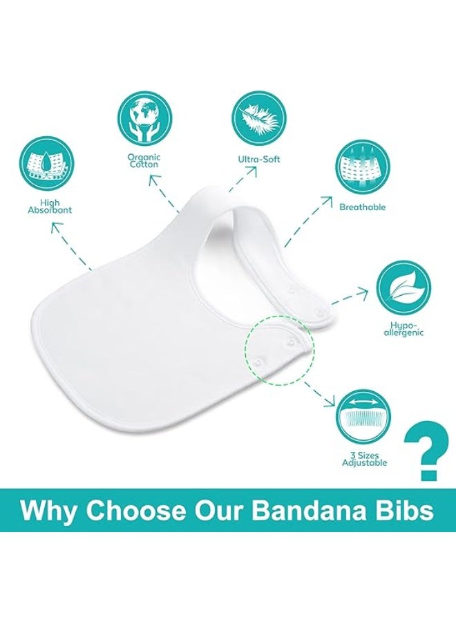 Baby Bandana Drool Bibs لينة وممتصة القطن العضوي Bandana Bibs مجموعة للفتيان والبنات حديثي الولادة Unisex ألوان عادية 0-36 أشهر 12 جهاز كمبيوتر شخصي - Image 3