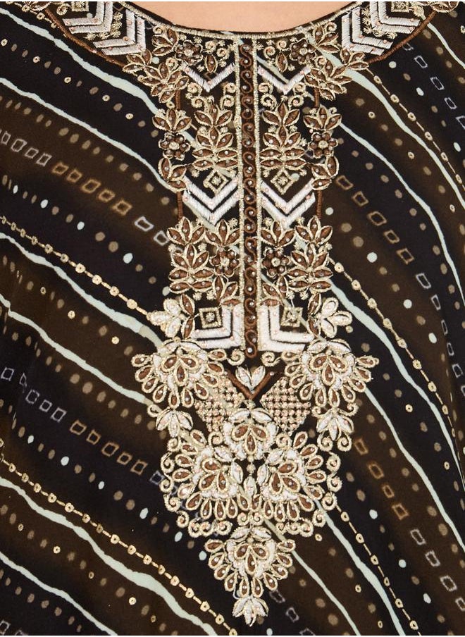 Maxim Creation Geo Print Rayon Mukhawar Jalabiya with Handwork by Styli  - Image 3