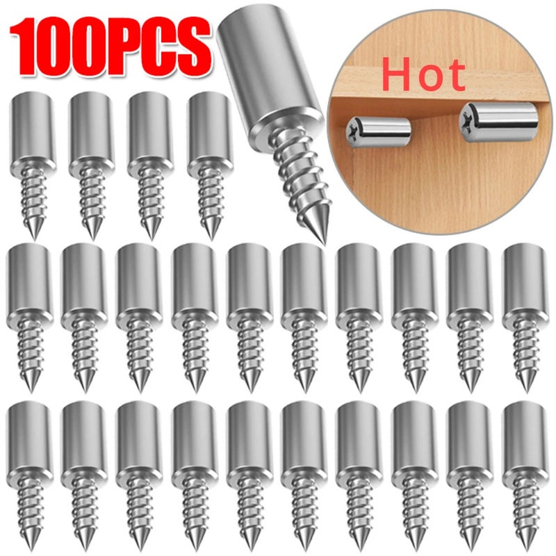 Self-tapping screw with rubber sleeve laminate support household wardrobe glass hard non-slip partition nail partition nail 100pcs a set