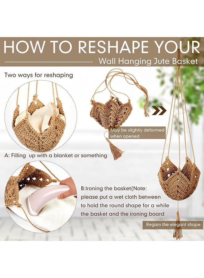 Arabest Macrame Plant Hangers Jute Crochet Plant Indoor Boho Plant Hanger Large Hanging Wall Plants with for Indoor Outdoor Home Decorations Fence Planters Plant Flower Pots 2 Packs  - Image 2