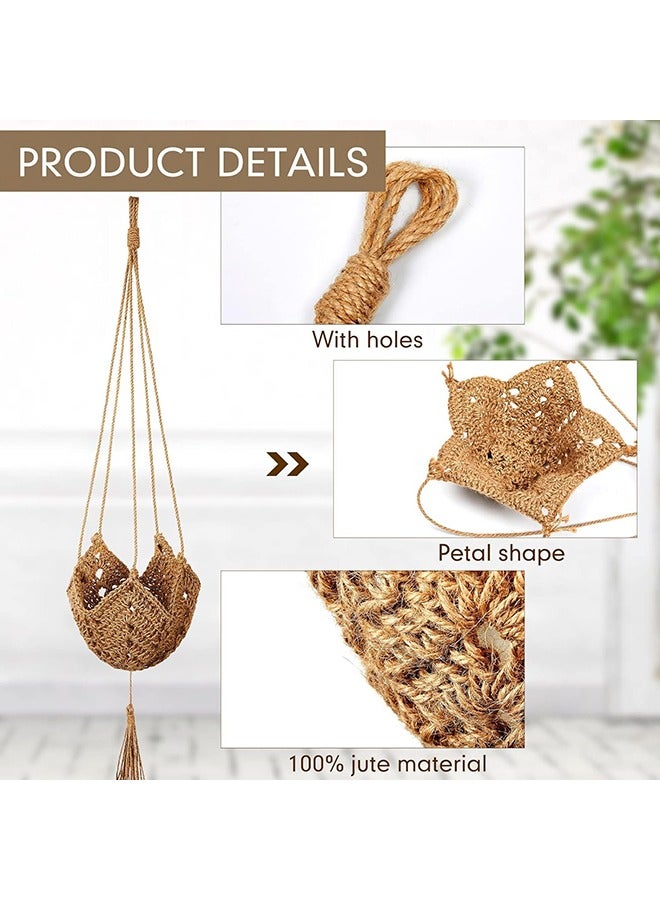 Arabest Macrame Plant Hangers Jute Crochet Plant Indoor Boho Plant Hanger Large Hanging Wall Plants with for Indoor Outdoor Home Decorations Fence Planters Plant Flower Pots 2 Packs  - Image 4