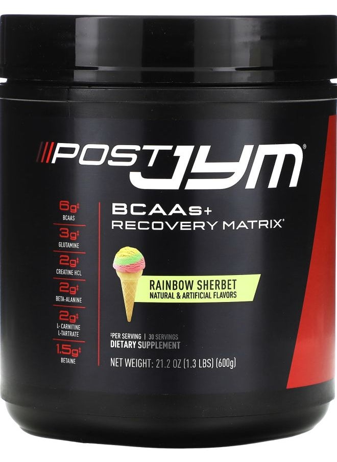 JYM Supplement Science Post JYM BCAAs + Recovery Matrix Rainbow Sherbet 1.3 lbs (600 g) 