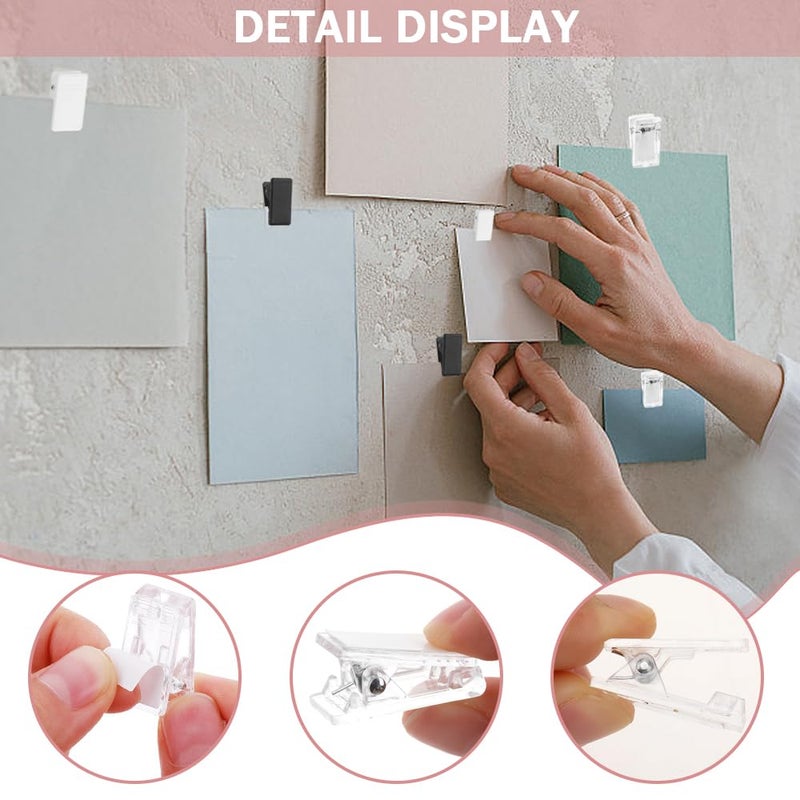 TRKETK 30 Pieces Plastic Self Adhesive Wall Clips Wall Hanging Clips Storage Clip Multifunction Photo Clips for Home Office Photo Poster Halloween Christmas Decorations - Image 3