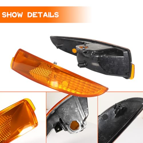 Tonsya For 1993 1994 1995 1996 1997 1998 1999 2000 2001 2002 Chevy Camaro Front Bumper Signal Side Marker housing Amber Lens 5978552 5978551 GM2521146 GM2520146 - Image 2