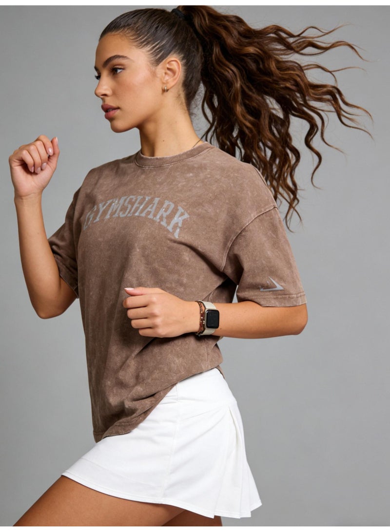 جيمشارك Gymshark فضفاضة عارضة تي شيرت الرجعية غسلت القطن نسيج ناعم الرياضة الجوكر الرجال والنساء مع نفس الفقرة. - Image 3