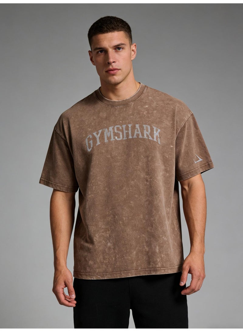 جيمشارك Gymshark فضفاضة عارضة تي شيرت الرجعية غسلت القطن نسيج ناعم الرياضة الجوكر الرجال والنساء مع نفس الفقرة. - Image 2