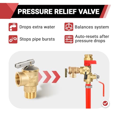 EFIELD 34 Inch FIP x 34 Inch PexB CrimpF1807 EFIELD IPS Isolator Tankless Water Heater Service Valve Kit with Pressure Relief ValveTOOL053 - Image 3