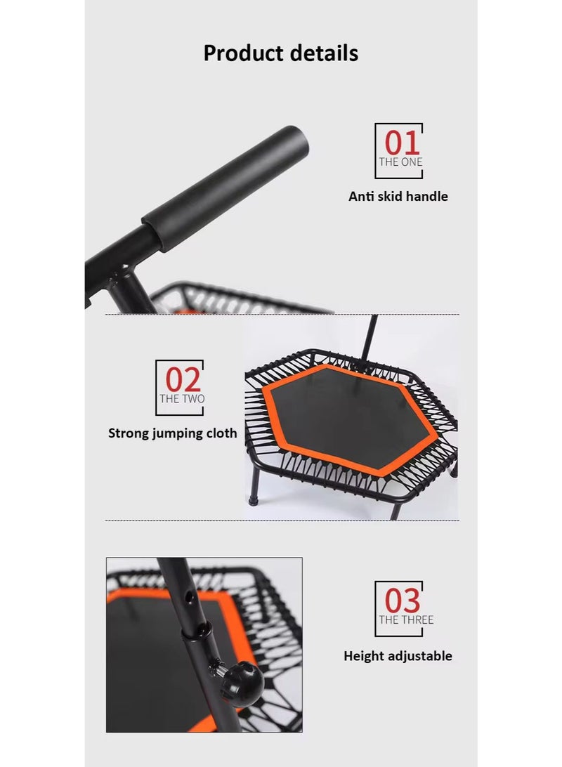 SportQ Home Fitness Trampoline 125cm with Adjustable Balance Grip – Cardio Trampoline for Jump & Exercise – Up to 150kg – Strong Rubber Ropes Noise Cancelling – Suitable for Slimming & Fitness at Home & Gym - Image 3