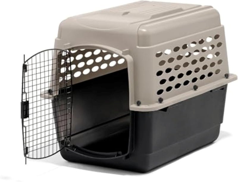 Petmate Vari Dog Kennel - Portable Crate for Pets 30-50 lbs - Airline-Friendly Pet Carrier - Durable Plastic Shell - For Home and Travel - Made in USA - 32 Inches - Taupe and Black - Image 1