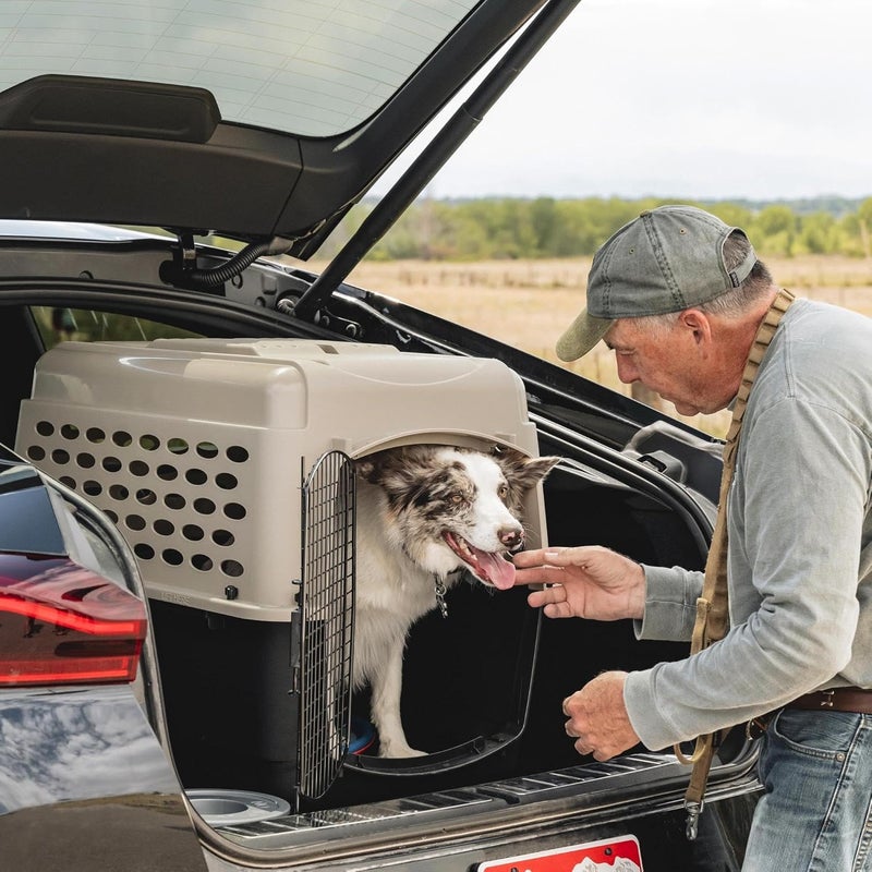 Petmate Vari Dog Kennel - Portable Crate for Pets 30-50 lbs - Airline-Friendly Pet Carrier - Durable Plastic Shell - For Home and Travel - Made in USA - 32 Inches - Taupe and Black - Image 4