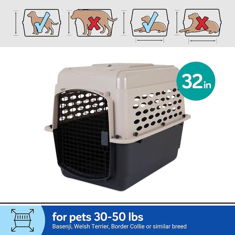Petmate Vari Dog Kennel - Portable Crate for Pets 30-50 lbs - Airline-Friendly Pet Carrier - Durable Plastic Shell - For Home and Travel - Made in USA - 32 Inches - Taupe and Black - Image 3