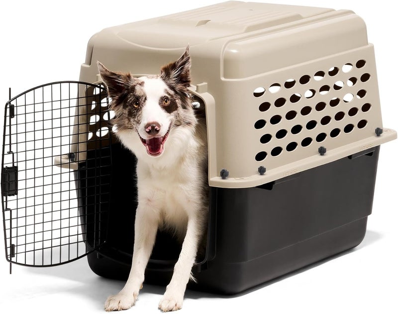 Petmate Vari Dog Kennel - Portable Crate for Pets 30-50 lbs - Airline-Friendly Pet Carrier - Durable Plastic Shell - For Home and Travel - Made in USA - 32 Inches - Taupe and Black - Image 2