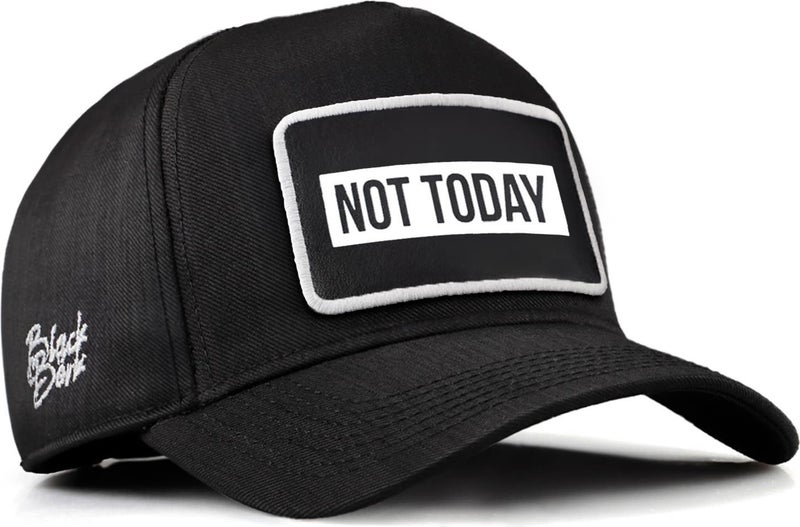 Black Börk V2 Baseball Not Today - Unisex Black Cordura Fabric Hat (Cap) with 3 Code Logo  - Image 1