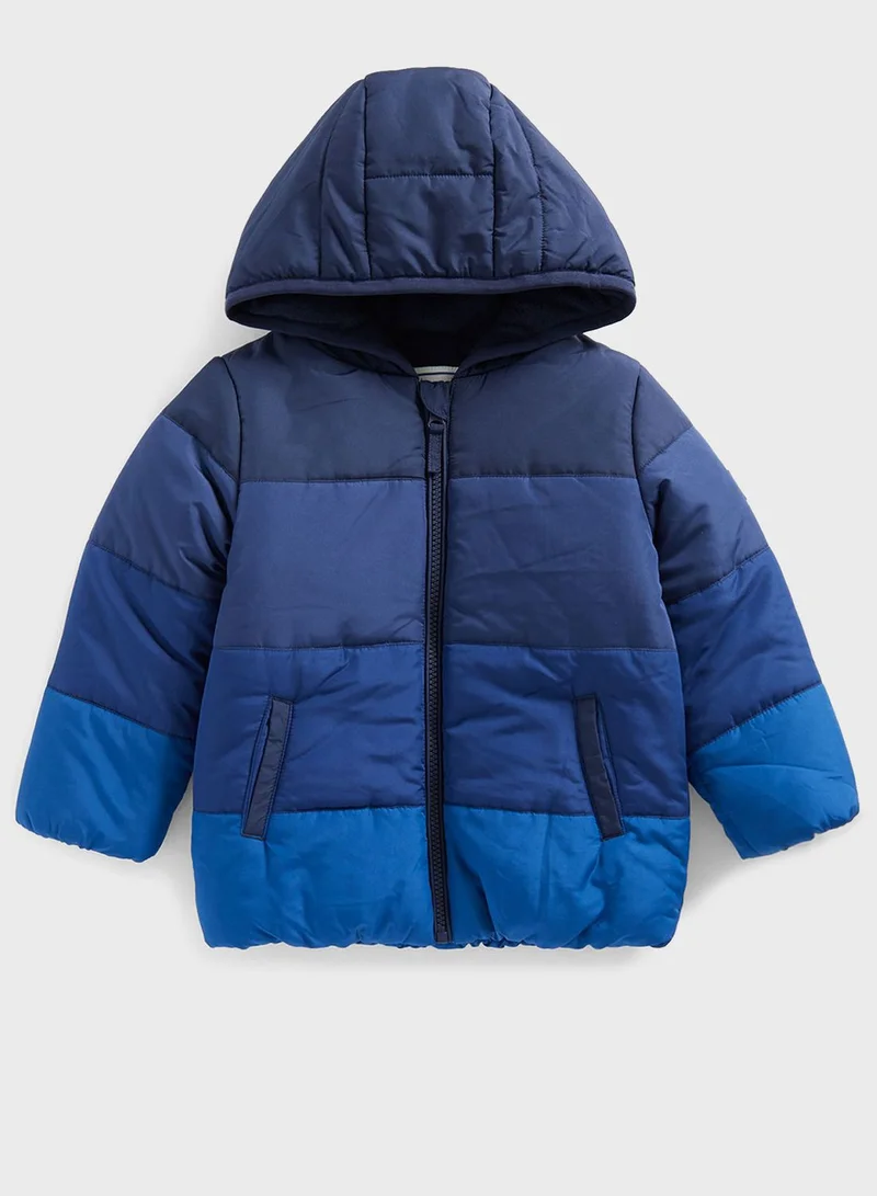 mothercare Kids Color Block Hooded Puffer Jacket