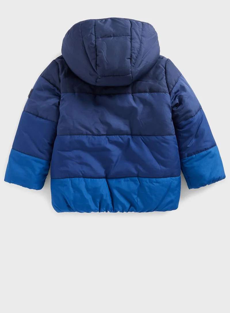 mothercare Kids Color Block Hooded Puffer Jacket