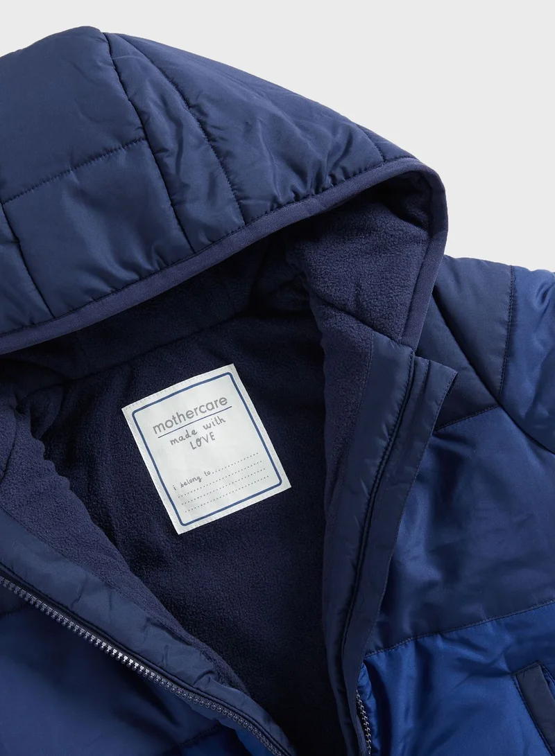 mothercare Kids Color Block Hooded Puffer Jacket