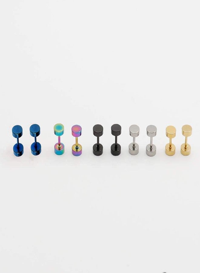 EACHLP Unisex 5MM Simple Stainless Steel Stud Earring Faux Gauges Ear Plugs Tunnel Hypoallergenic Cartilage Tragus Second Third Hole Ear Piercing Jewelry - Image 4