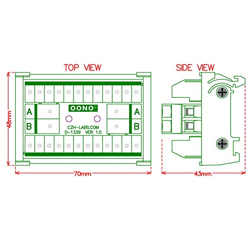 OONO DIN Rail Mount 30A/300V 2x12 Position Screw Terminal Block Distribution Module. - Image 4