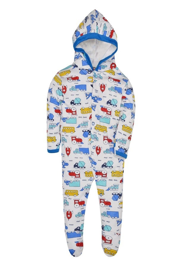 Magic Town® 100% Cotton Unisex Hooded Rompers for Kids and Infants Set of 2 (Blue) (New Born) - Image 2