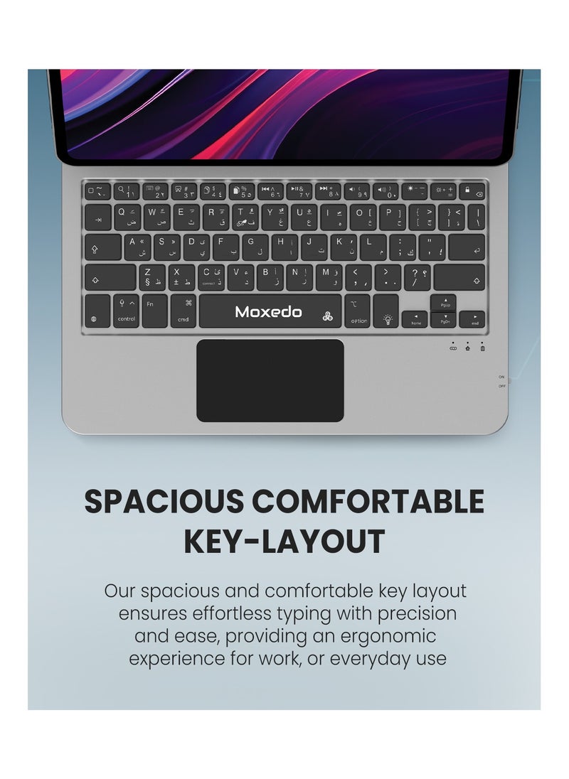 Moxedo Moxedo Magic Wireless Keyboard with Smart Multi-Touch Trackpad USB-C Charging Port RGB Backlight with Leather Back Case Compatible for iPad 10.9 2024/ iPad 11 Pro  - Image 4